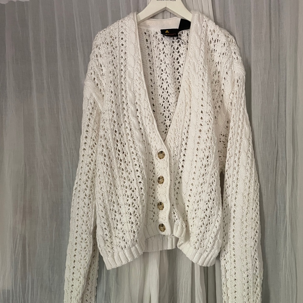Vintage cropped knit Lizwear cardigan white M